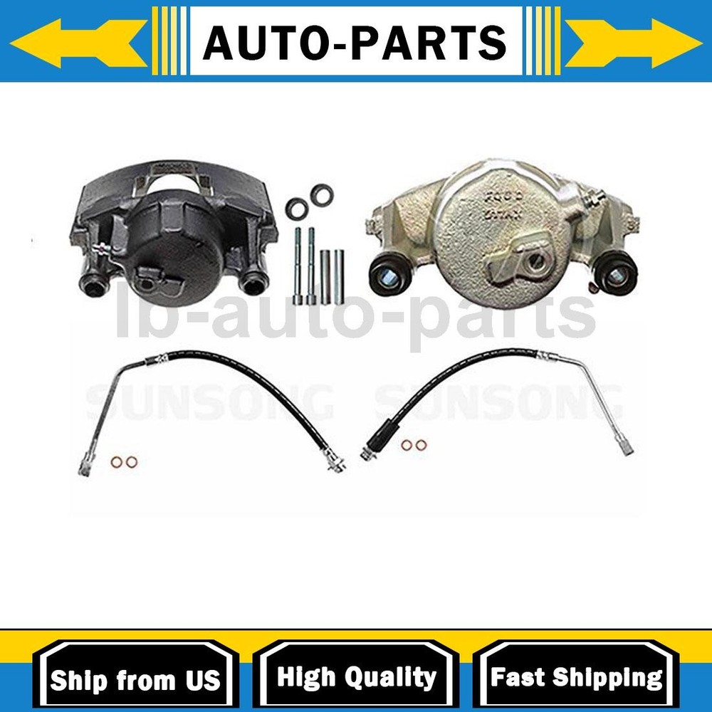 Front Brake Caliper with Hoses Driver Passenger Side Fits Chevrolet K1500 6.5L_