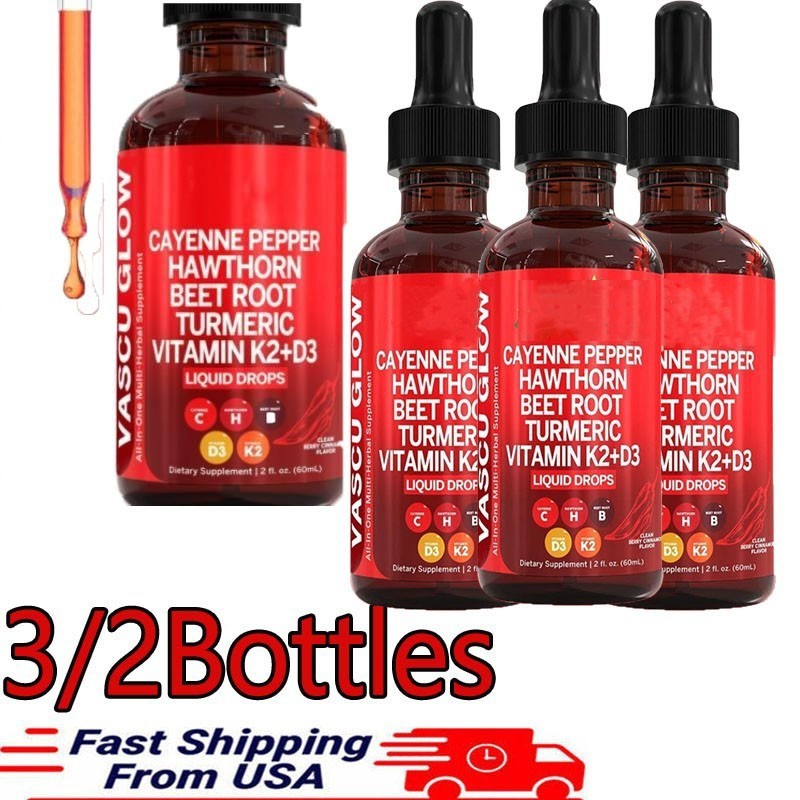 Cayenne Pepper Liquid Drops Hawthorn Berry Vitamin D3 K2 Extract Supplement