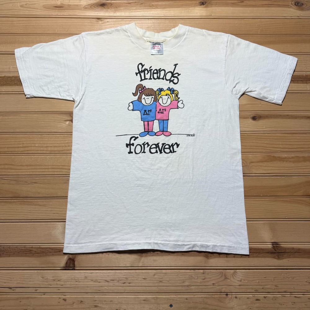 Vintage 90s Friends Forever Delta Gamma Sorority Graphic T-Shirt USA Made Large