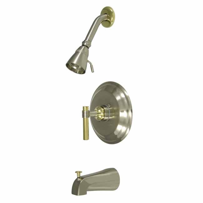 Kingston Brass KB2639MLT Milano Single Handle Pressure Balanced Valve Trim in Satin Nickel and Polished Brass