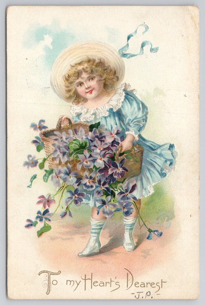 Raphael Tuck & Sons Valentine Postcard Girl with Violets 