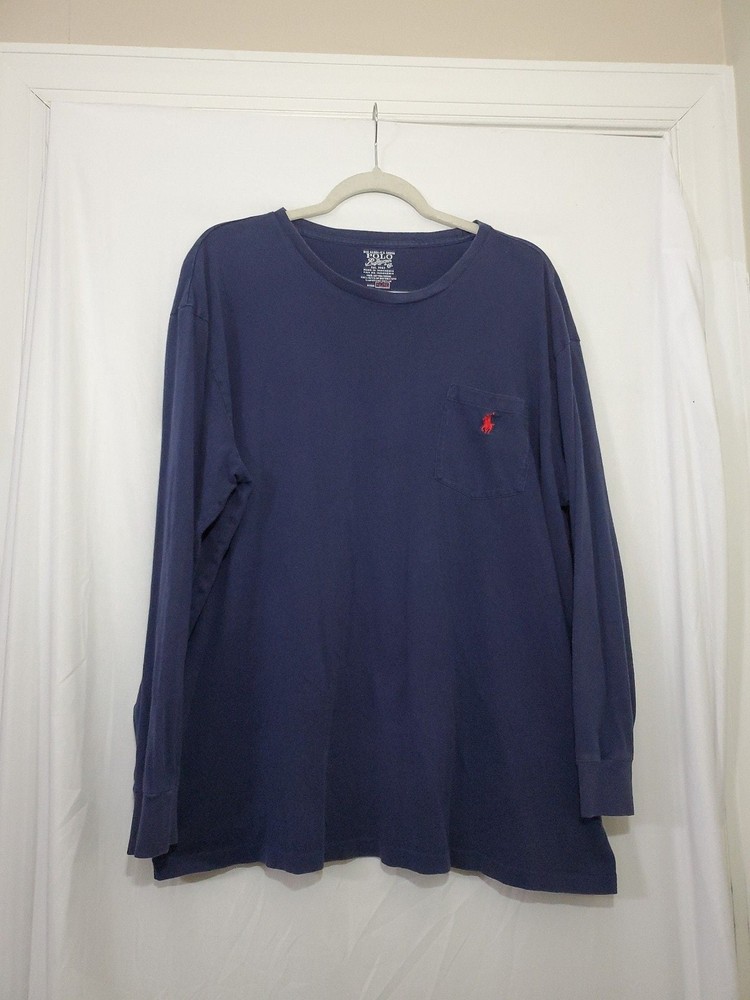 Polo Ralph Lauren Long Sleeve Pocket T-Shirt Navy Blue Size XL