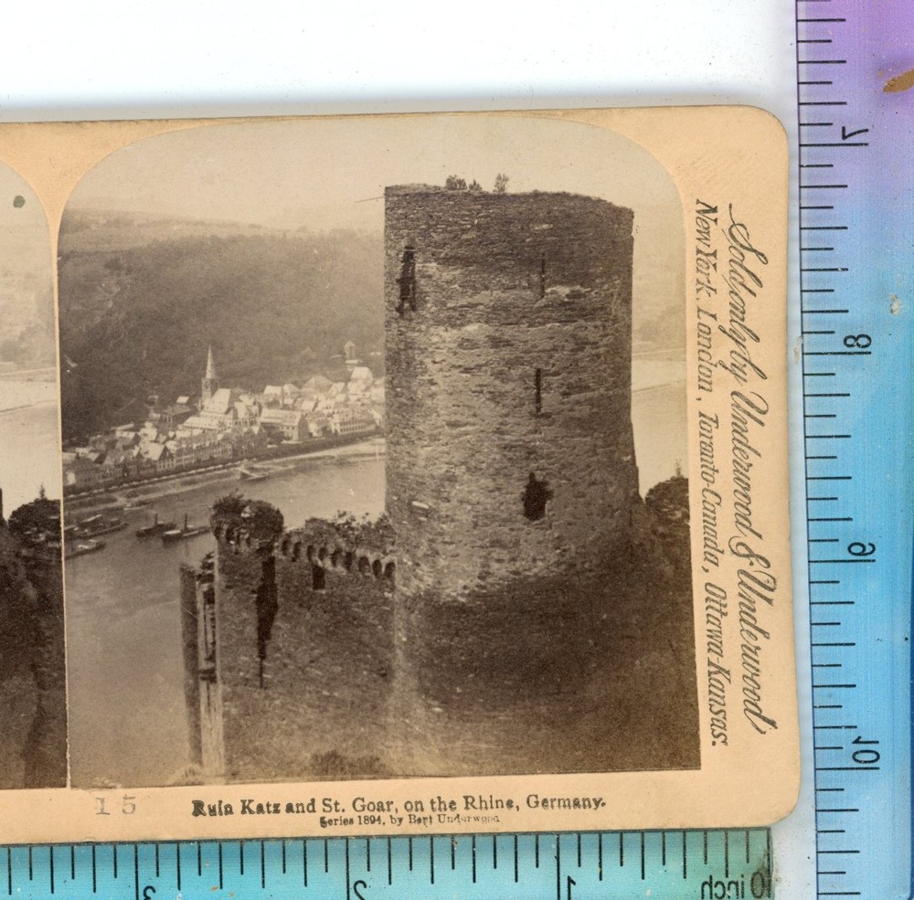 Ruin Katz & St Goar on Rhine Germany Underwood Stereoview