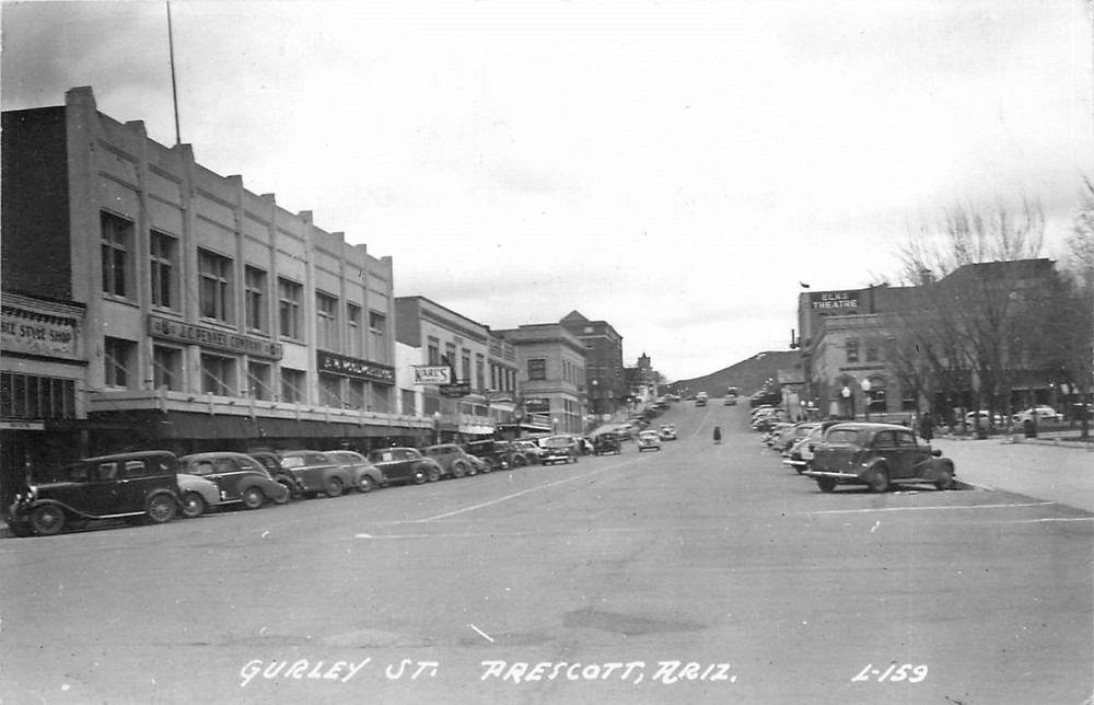 1946 Prescott Arizona Gurley Street occupation autos RPPC Postcard 26-4001