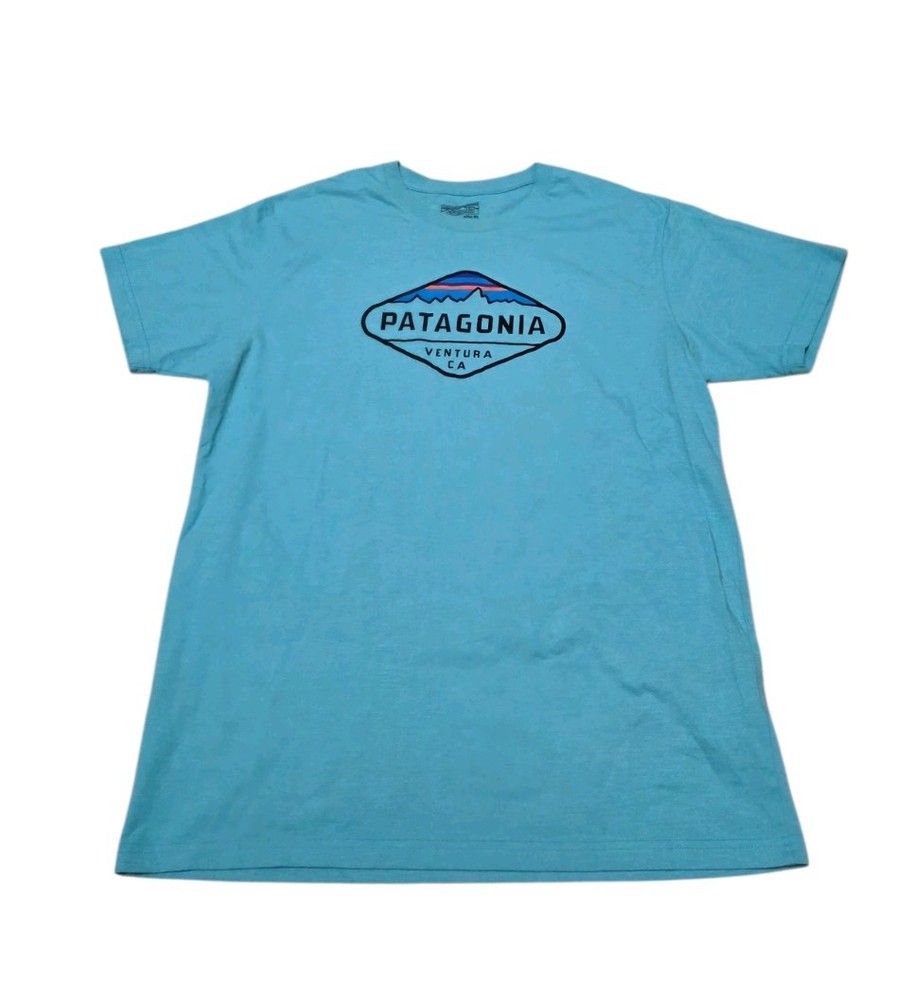 Patagonia Ventura CA Organic Cotton Blend Blue Slim Fit T-shirt In Men's Sz L