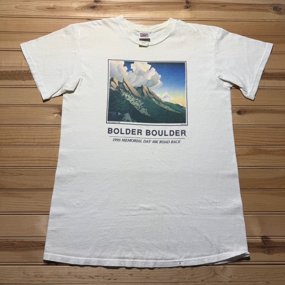 Vintage 1993 Nike Sportswear Bolder Boulder 10K Road Race T-Shirt USA Made Large
