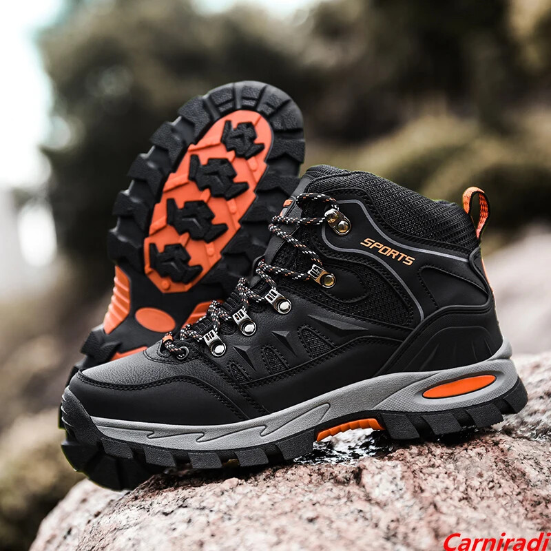 Unisex Leather High-Top Hiking Sneakers for Men Outdoor Trekking Autumn Casual Wear