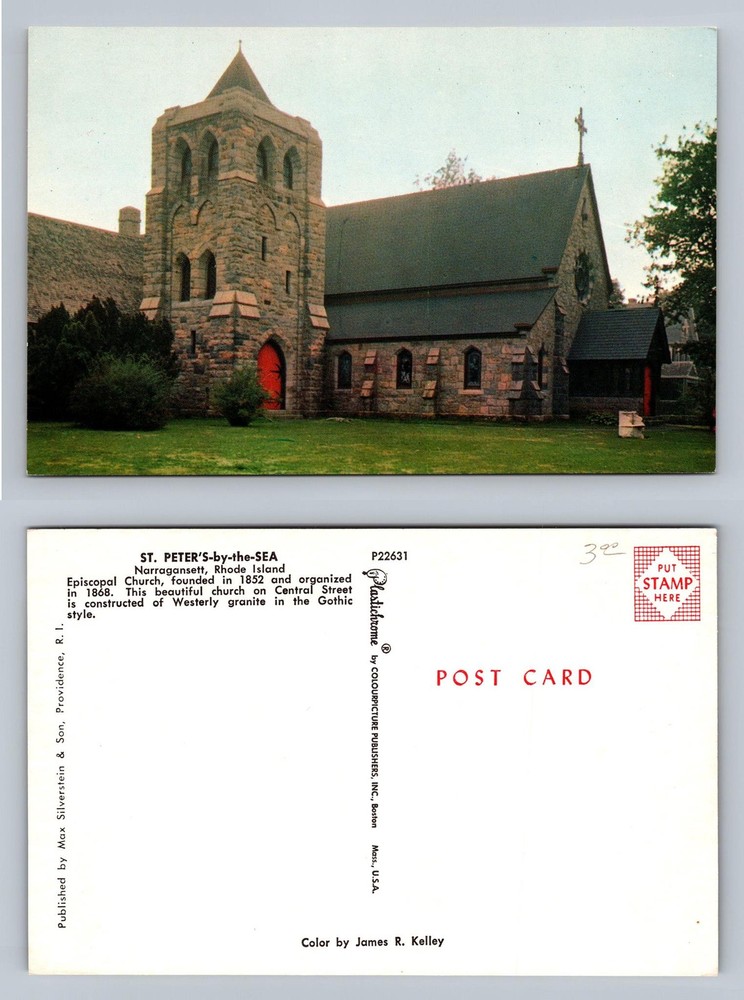 Narragansett, RI-Rhode Island, St Peter's Church Old View Vintage Postcard