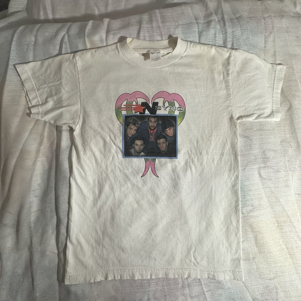 2000 *Nsync Rose Bowl Tour Merch Graphic Shirt White (Size Small)