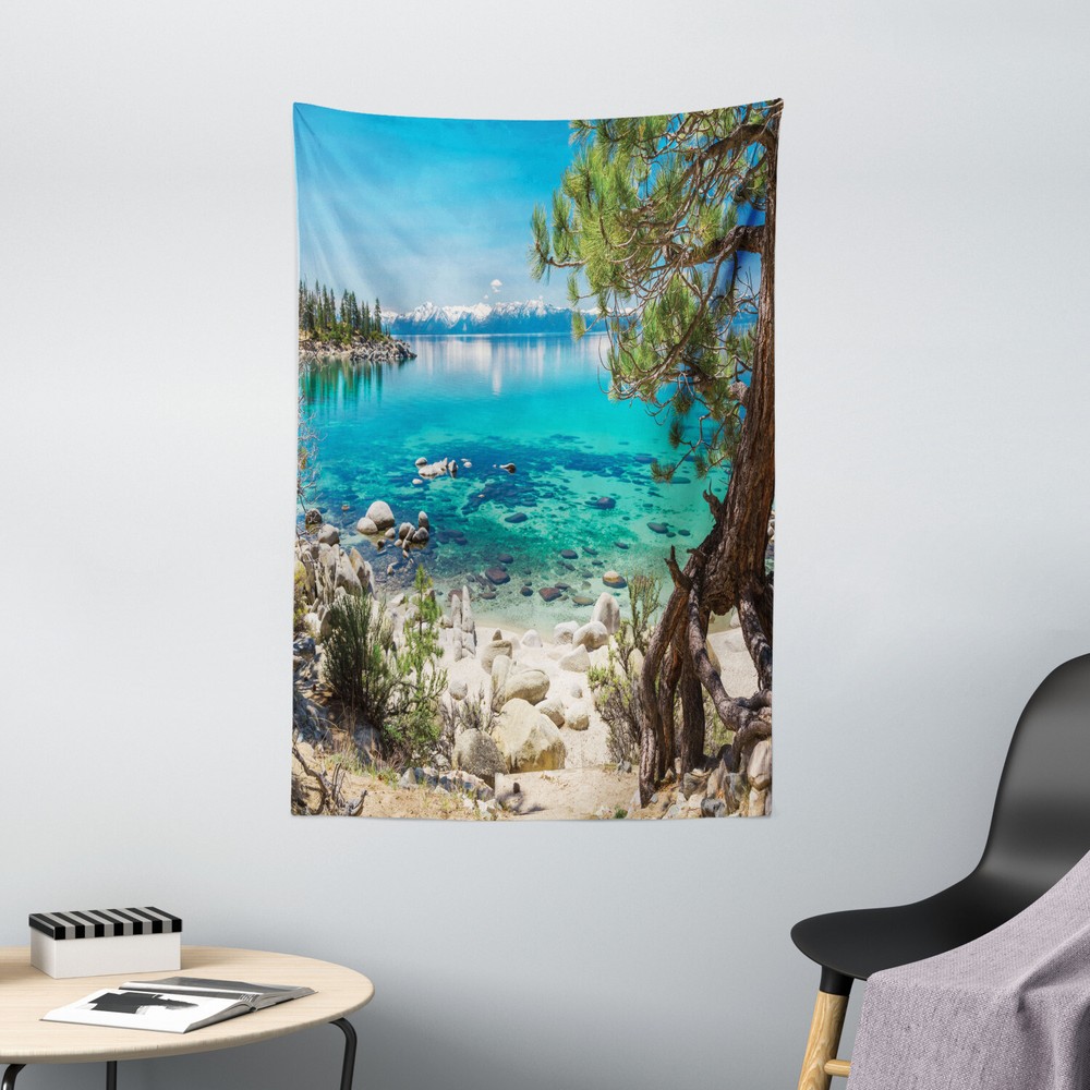 Romantic Tapestry Tahoe Snowy Mountain Print Wall Hanging Decor