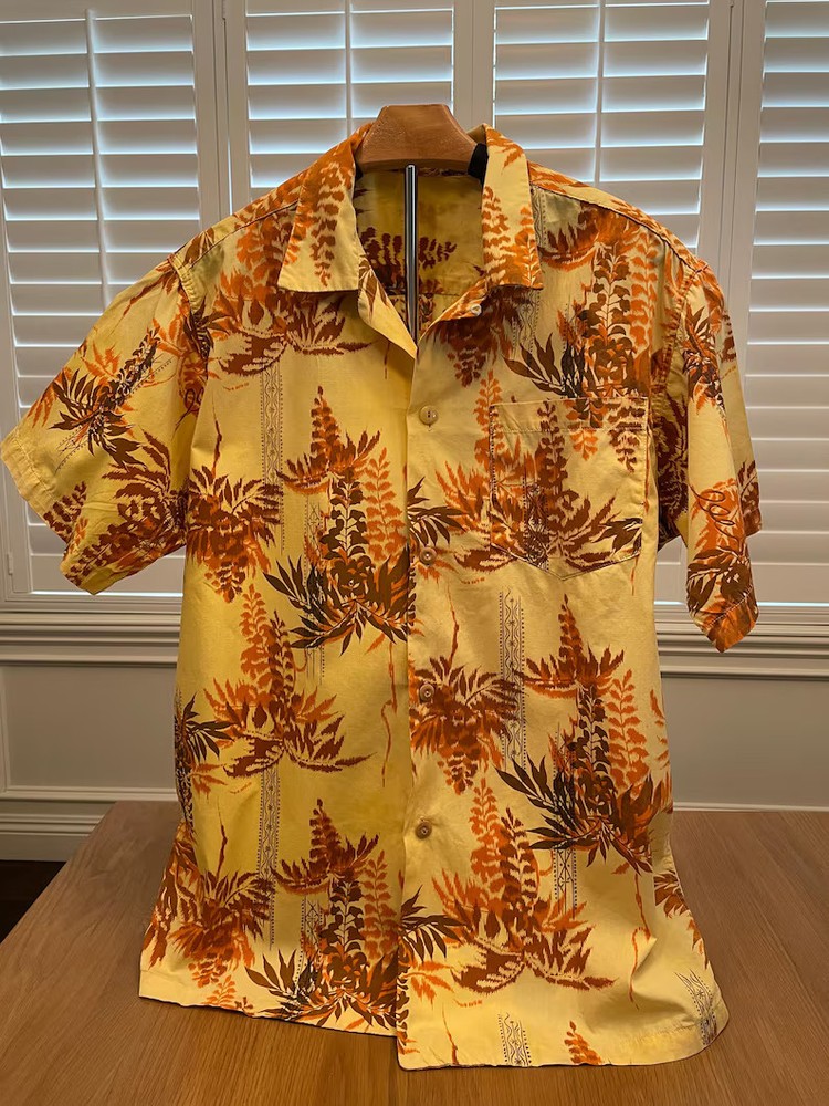 Vintage Hawaiian Tiki Shirt Mens Aloha Beach Summer Vacation Hawaii