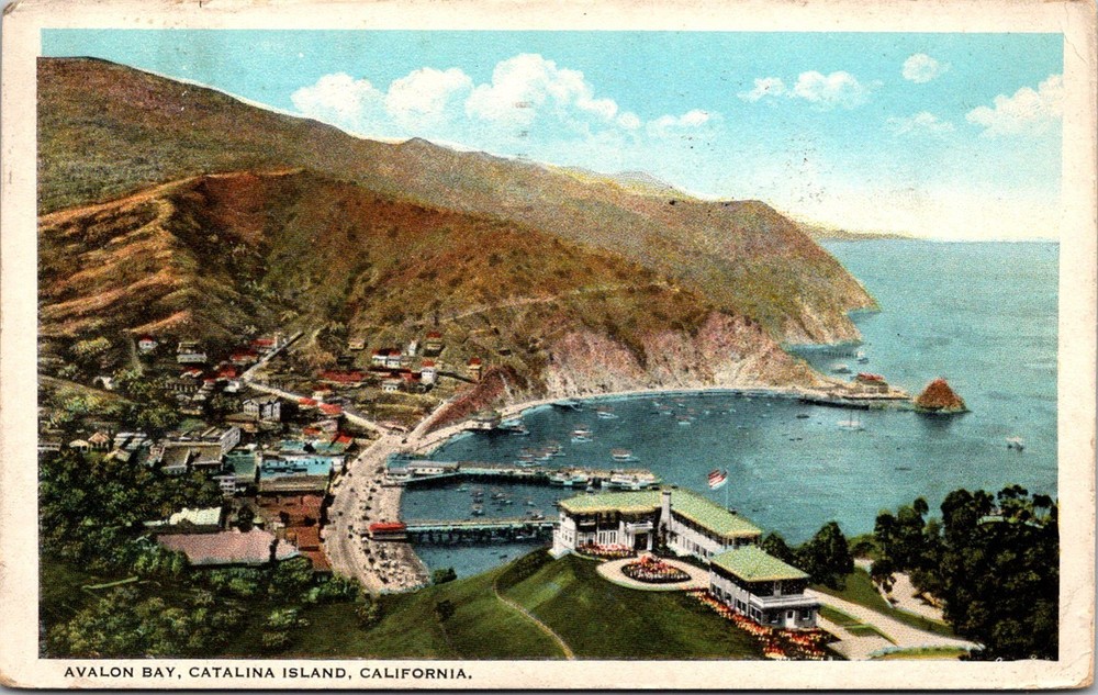 Vintage Postcard Avalon Bay Catalina Island California Scenic View