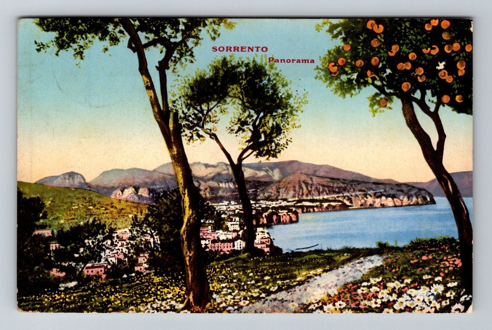 Italy- Sorrento Panorama Bay Of Naples Souvenir Old Post Vintage c1936 Postcard
