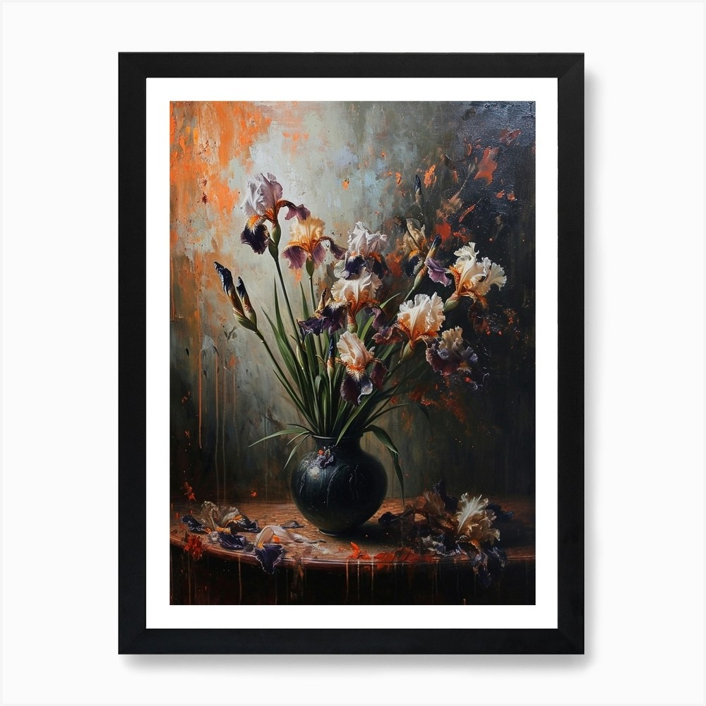 Baroque Floral Still Life Iris 4 Ar Framed Wall Art Poster Canvas Print Picture