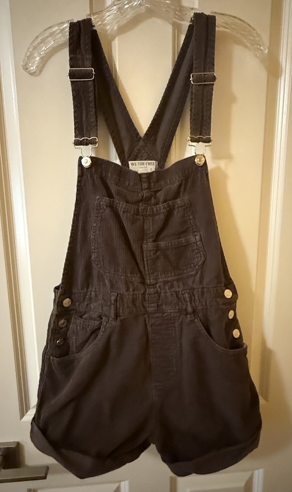 Free People We The Free Ziggy Shortalls Women's Size Small Corduroy Brown