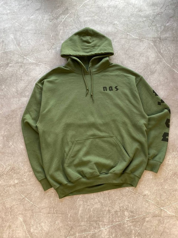 Hype Nasir Hoodie Nas Kanye West Designs Album Merch Rare Olive Size L