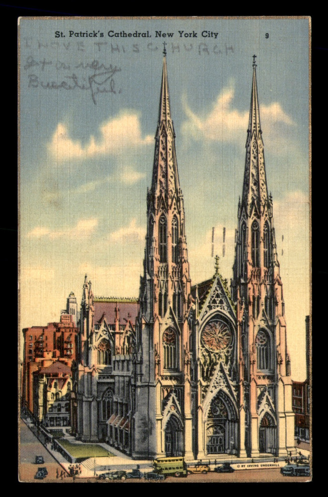 St Patricks Cathedral New York NY Church Cars People Posted Postcard