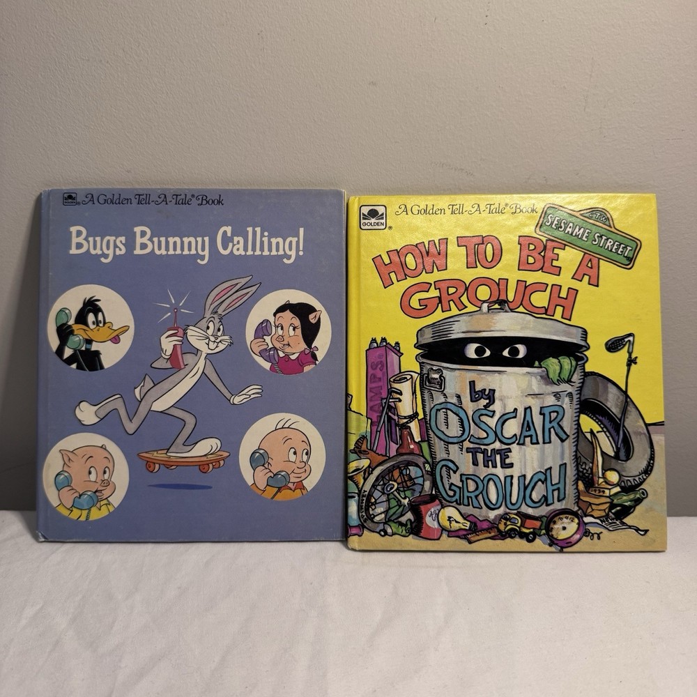 Little Golden Books Set of 2 Bugs Bunny and Sesame Street Vintage Books 1980s