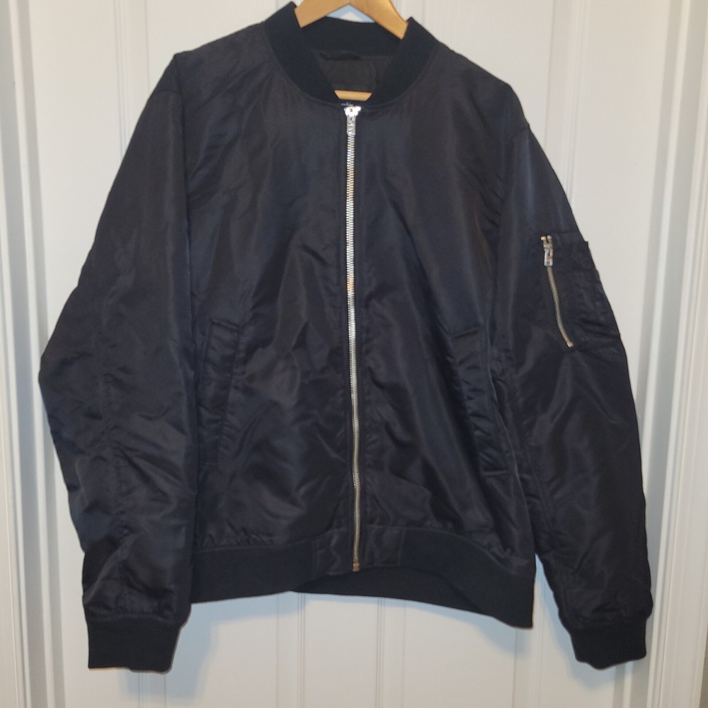 Abercrombie & Fitch Jacket Mens XXL Black Bomber Nylon Flight Flyer Y2K