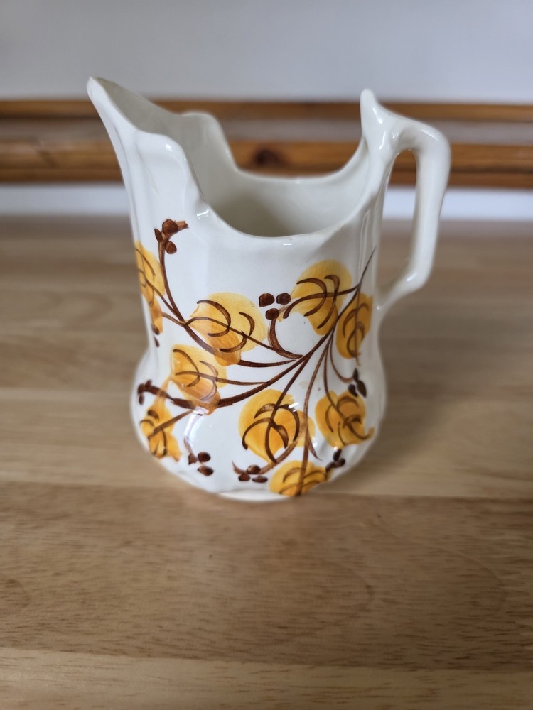 Vintage Cash Family Pottery Yellow Floral Creamer Jug Hand Painted USA
