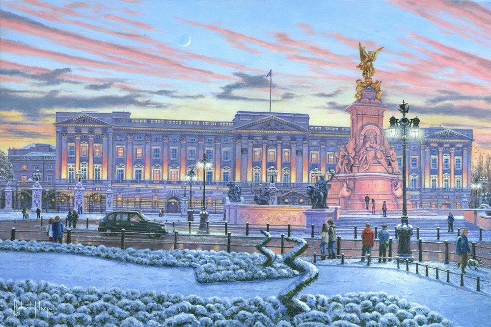 Winter Lights Buckingham Palace Wall Art Print by Richard Harpum, 36x24 Inches