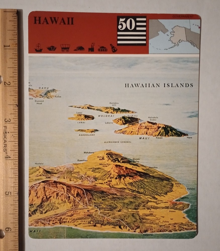 1979 Panarizon Hawaii The Aloha State Aerial View Painting Large Card Vintage