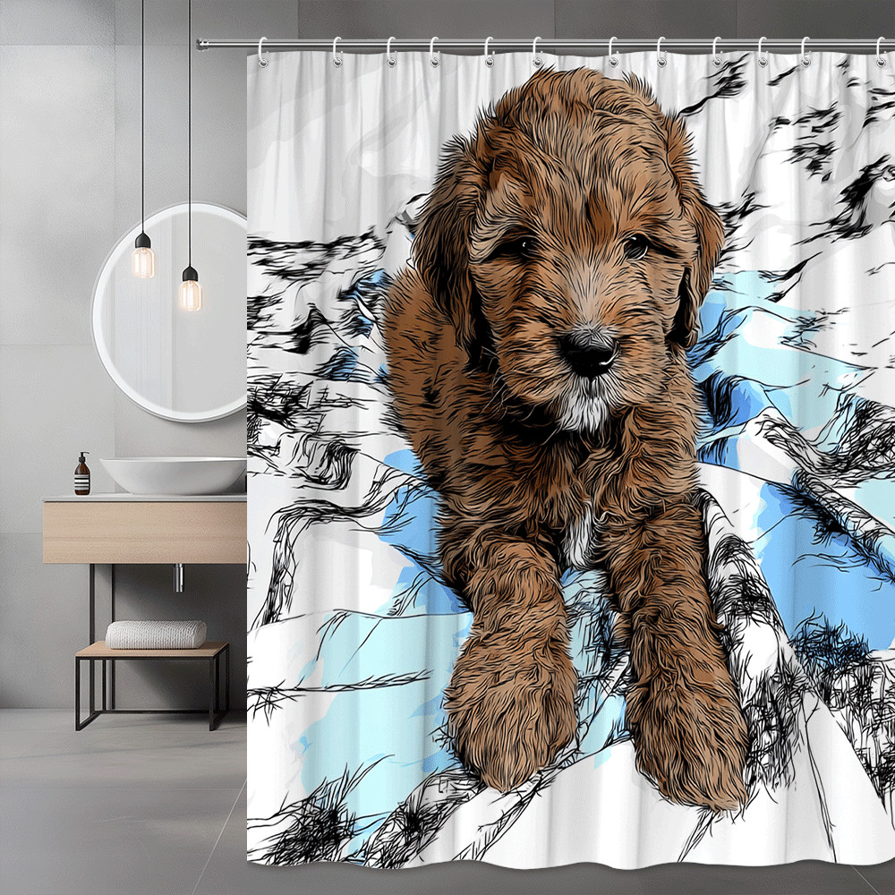 Golden Retriever Puppy Shower Curtain Dog Print