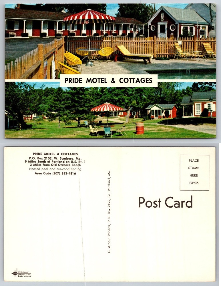 Vintage Pride Motel & Cottages Postcard Scarborough Maine Old Orchard Beach