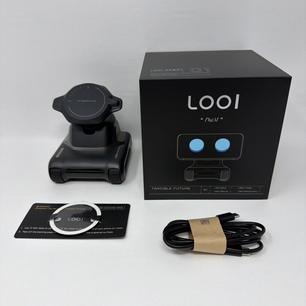 LOOI Robot Space Black AI Desktop Companion with Visual Understanding Objects