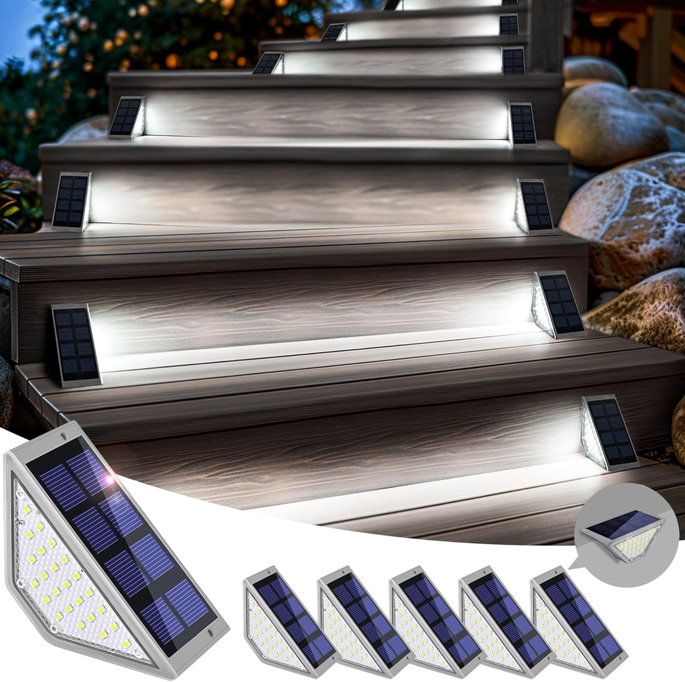 Solar Step Lights for Outside,Solar Lights Outdoor Waterproof Decor for Stair, S