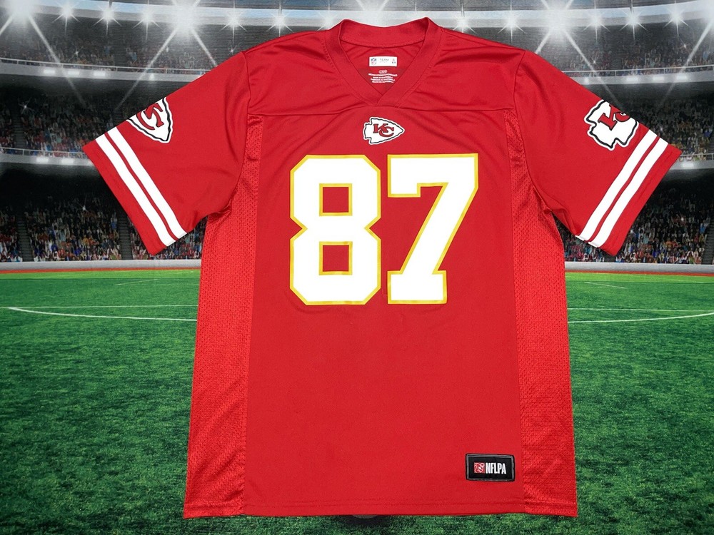 Travis Kelce #87 Kansas City Chiefs NFL Jersey Sz Large Red Game-Worn