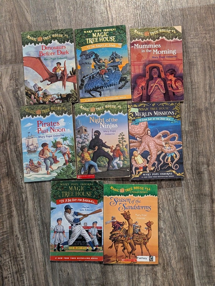 Lot Of 7 Magic Tree House Paperback Books 1-5, 11, 29, 34 Mary Pope Osborne