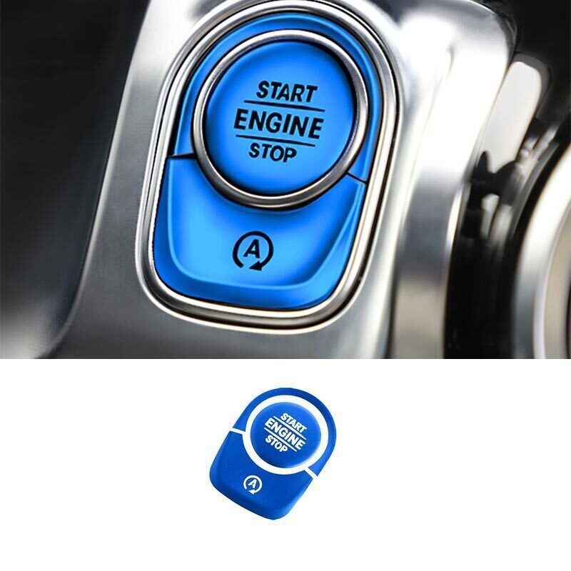 Blue Aluminum Ignition Switch Start Button Frame Trim 2020-2023 Fit For Benz GLA