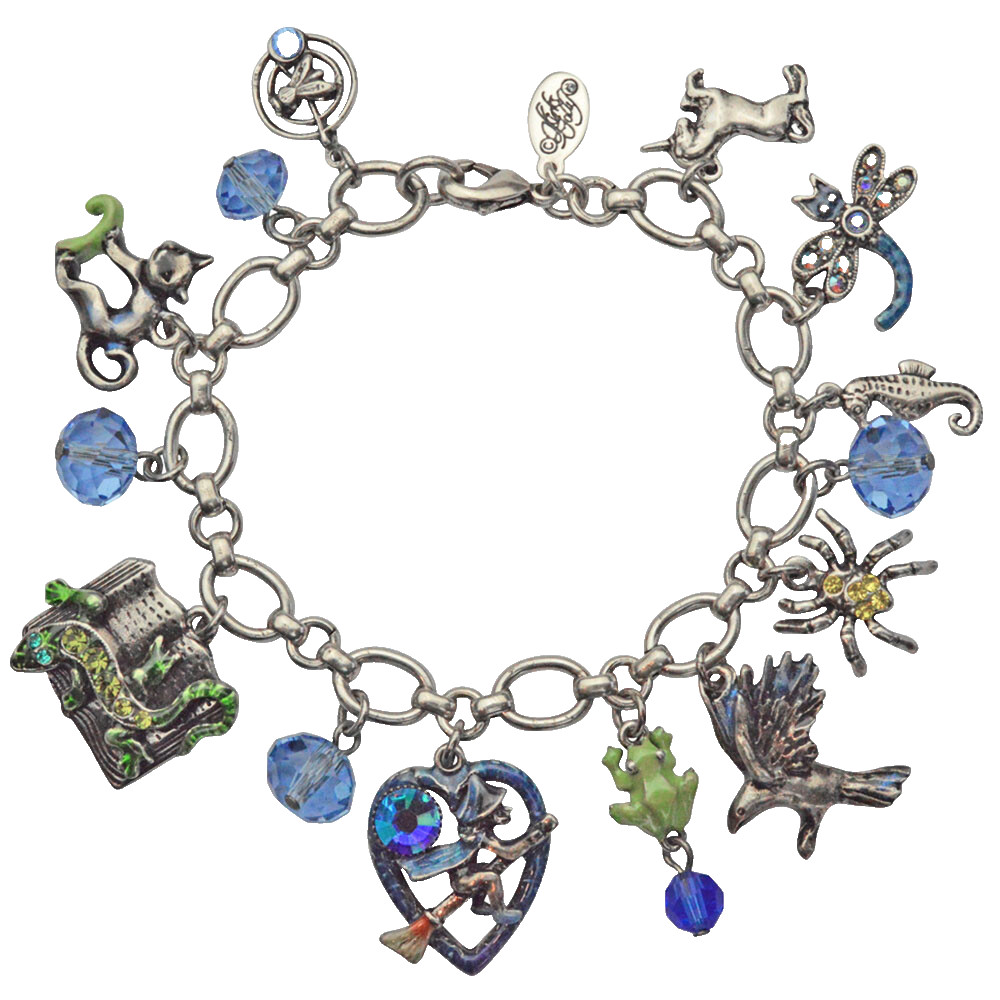 Kirks Folly Witches Brew Charm Bracelet  antique silvertone