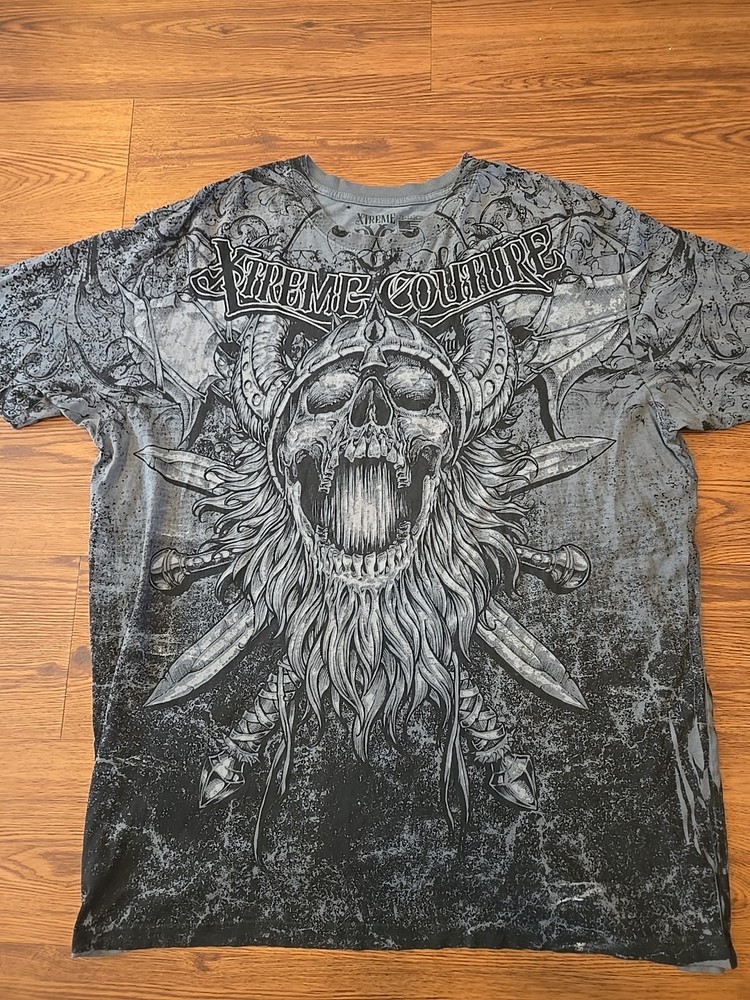 Y2K Xtreme Couture Affliction AOP Graphic T Shirt Skull Snake Sz XXL Men's EUC