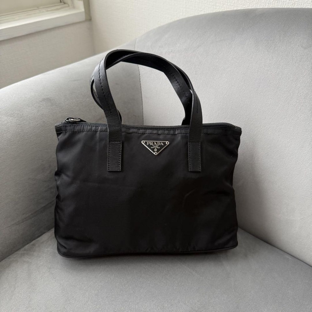 Prada Black Nylon Tote with Iconic Triangle Logo