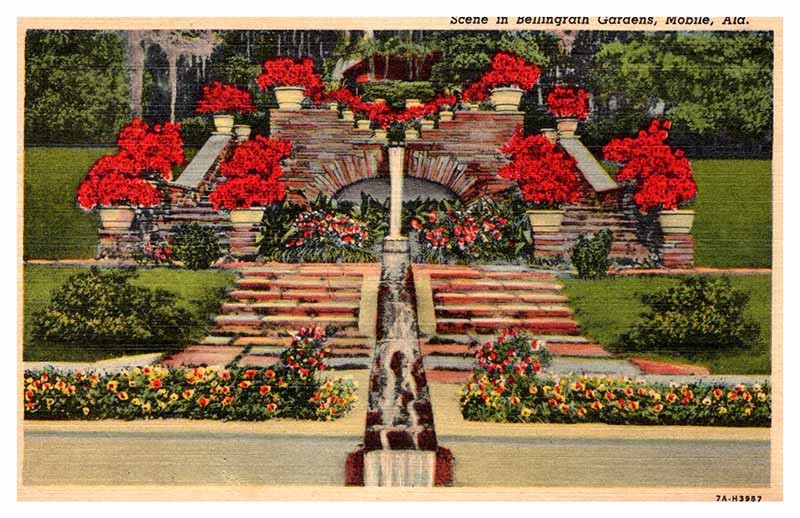 Postcard FOUNTAIN SCENE Mobile Alabama AL m/09 AS6790