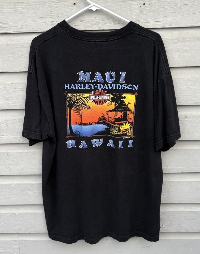 Vintage 1999 Harley-Davidson MAUI Hawaii T-Shirt XL USA Made 90s Single Stitch