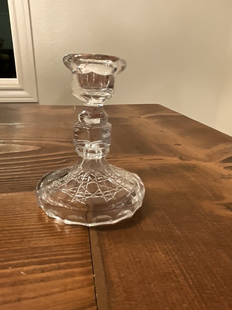 Vintage Halloween Crystal Glass Candlestick 4” Tall X 3” Base