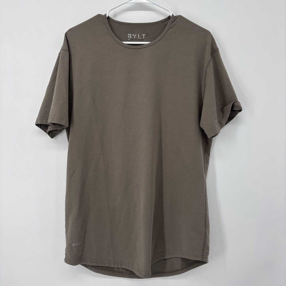 BYLT Basics Drop Cut Lux T Shirt Men's Size Large Short Sleeve Brown