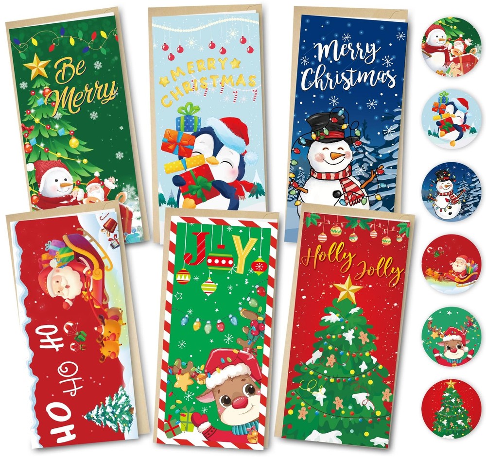 24 Pack Christmas Money Cards w/ Envelopes for Cash Gifts Checks Greeting Cards