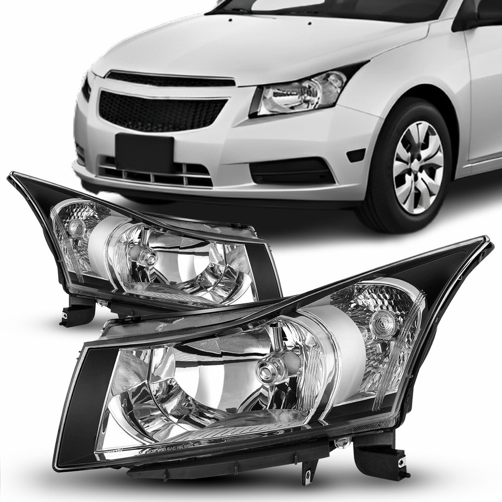 Headlight Assembly For 2011-2015 Chevy Cruze 4-Door Sedan Black Housing Pair I