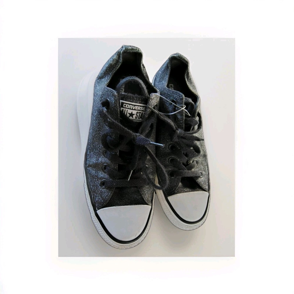 Converse All Star Black Glitter Low Sneakers Women’s 8 Men's 6  Shoes Halloween