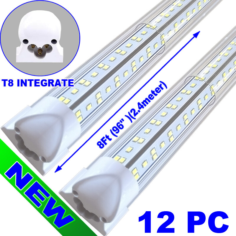 12PCS T8 8ft Led Tube Light Bulbs 144W 8Foot 8' Led Shop Light Fixture 6500K
