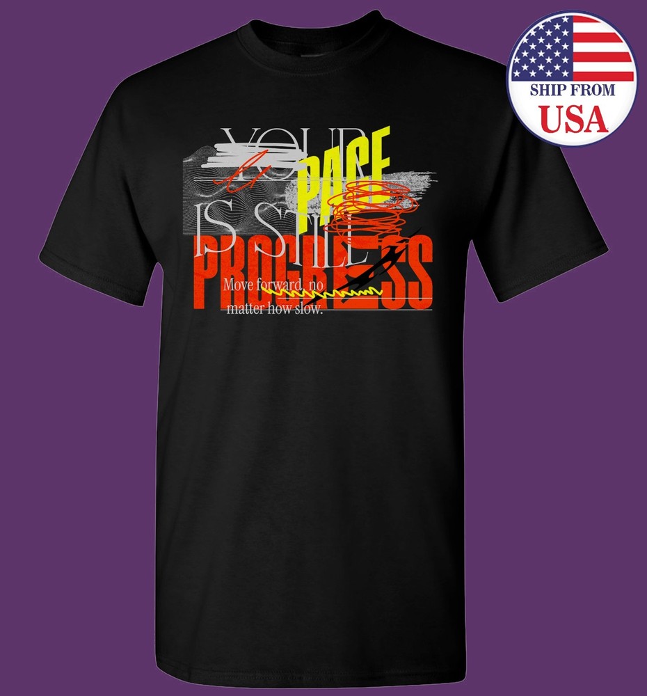 Mental Health T-Shirt Your Pace Is Progress Graphic Tee Motivation Top Abstract-image