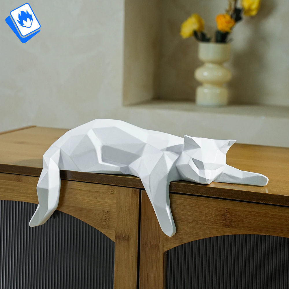 🏛 Modern Decorative Statue Geometric Cat 28cm White✨ Collectible Ornament