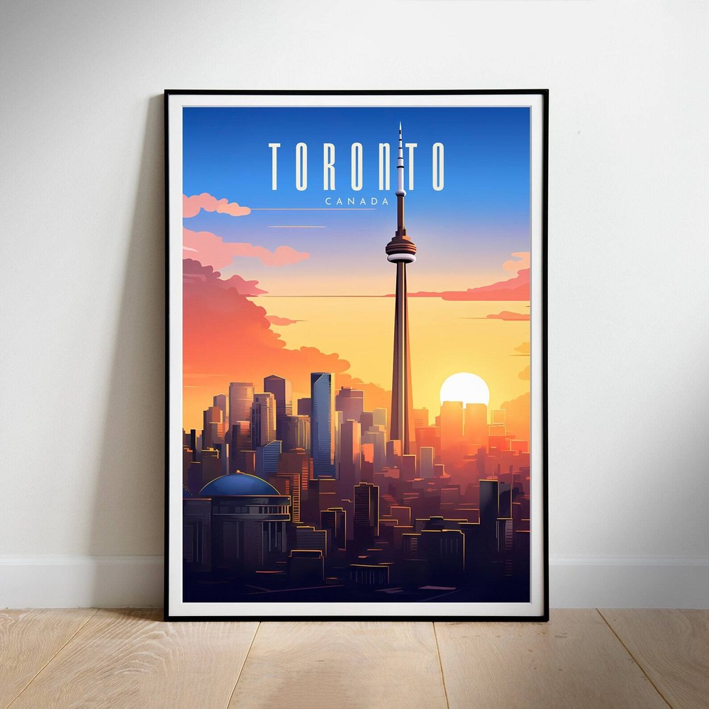 Printable Wall Art Toronto Retro Travel Poster Instant Hanging Decor New Home