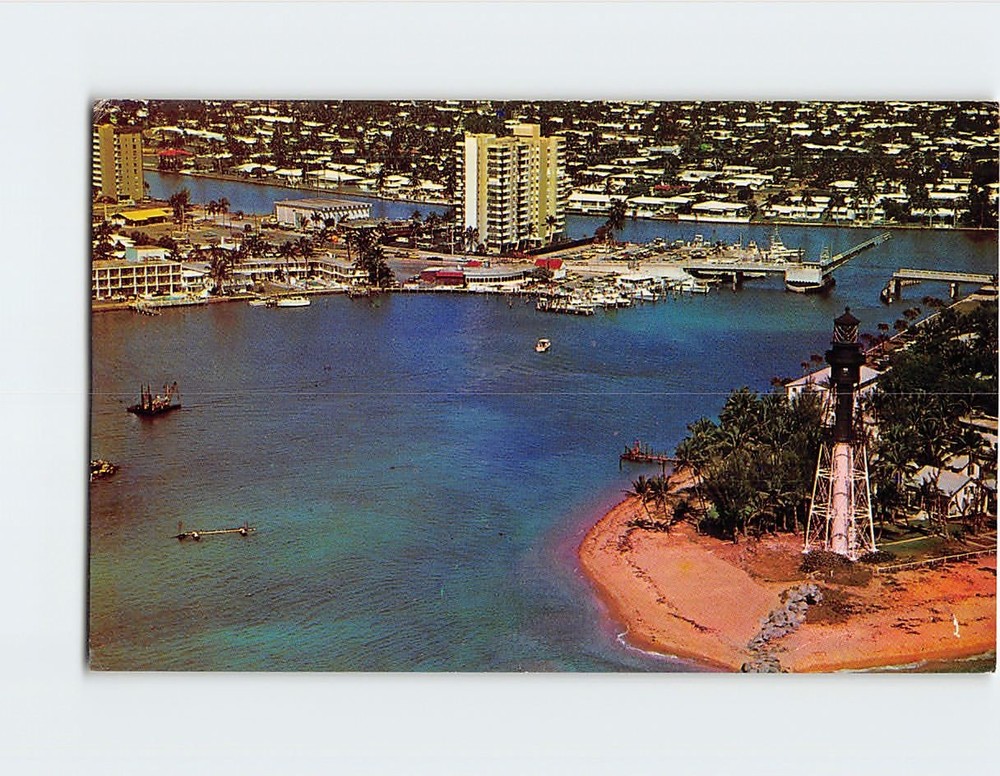 Postcard Hillsboro Inlet Hillsboro Light Pompano Beach Florida USA
