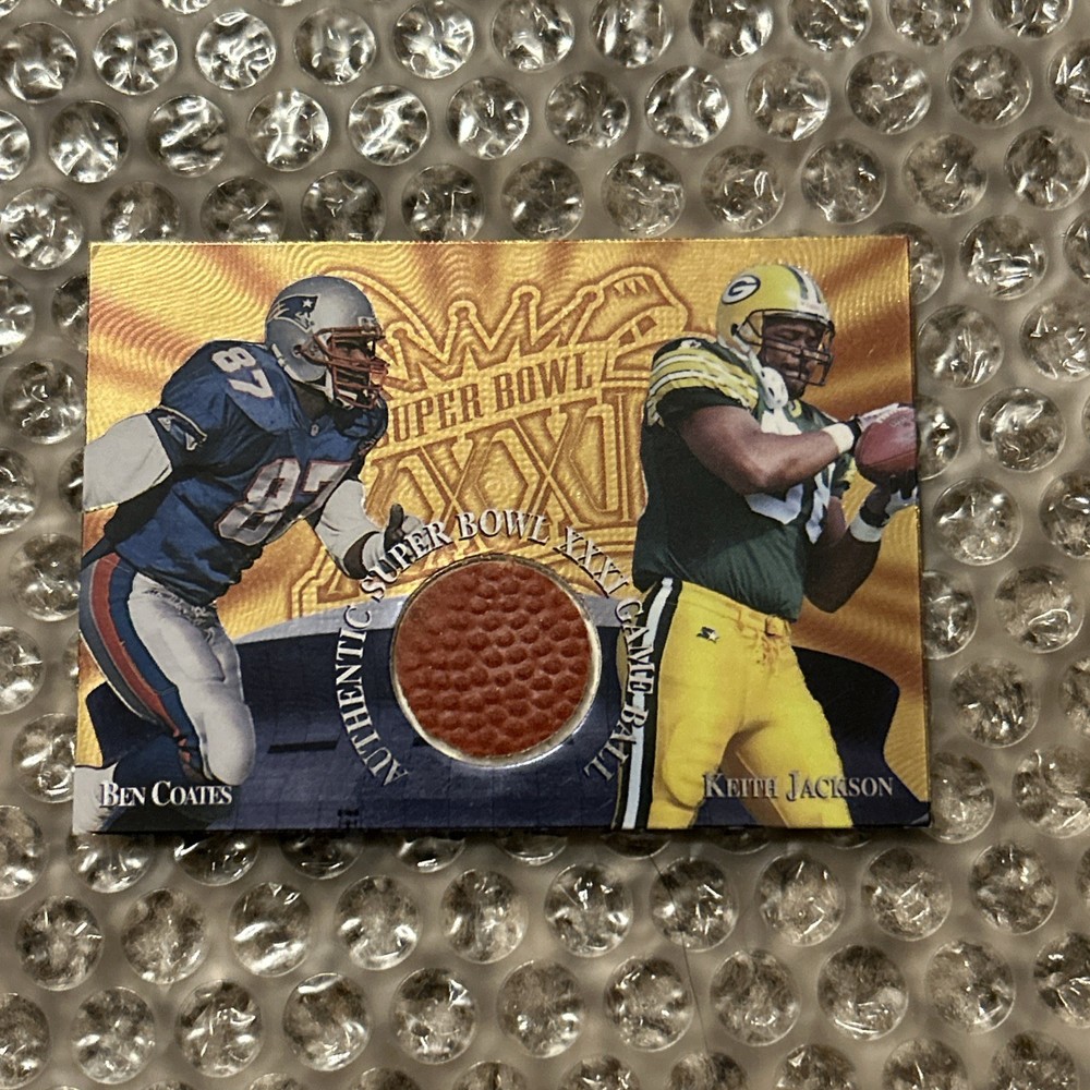Keith Jackson Ben Coates 1997 Cem Game Used Super Bowl Xxxi Football