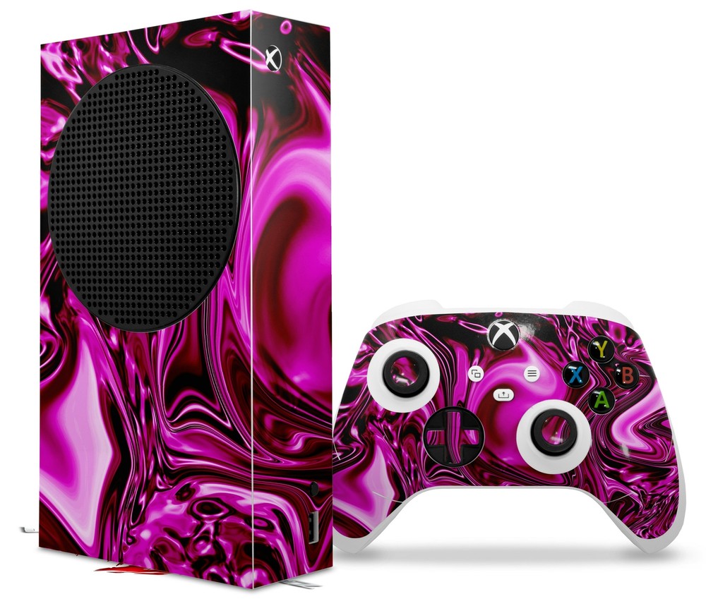 Skins XBOX Series S Console Controller Liquid Metal Chrome Hot Pink Fuchsia